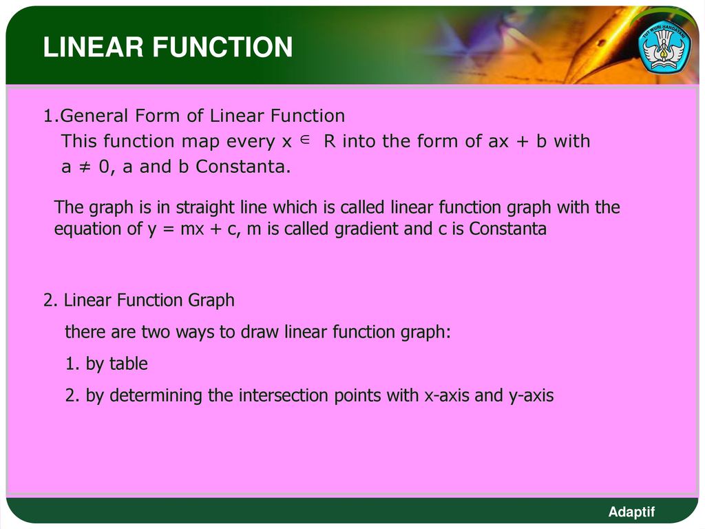 Functions Linear Function Equation And Quadratic Function Ppt Download