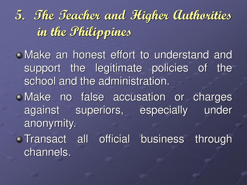 5. The Teacher and Higher Authorities in the Philippines