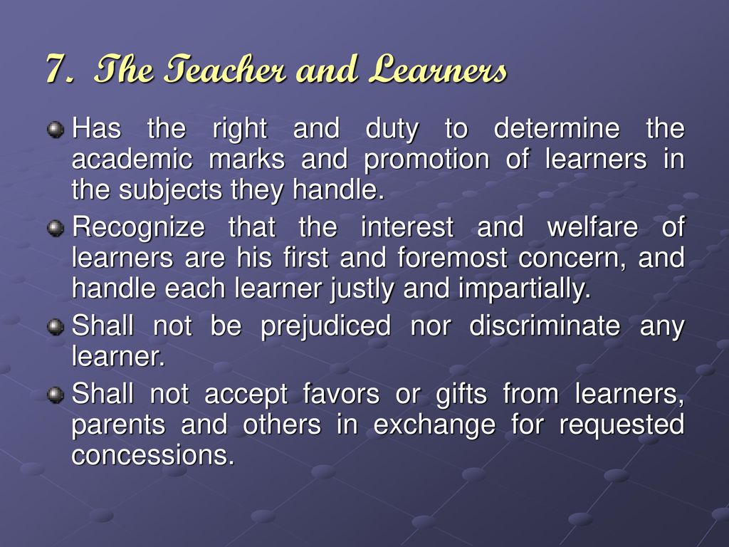 7. The Teacher and Learners