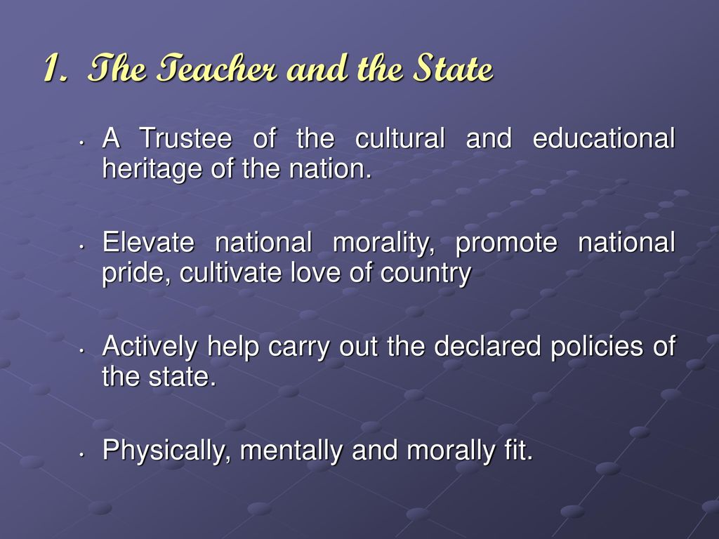 1. The Teacher and the State