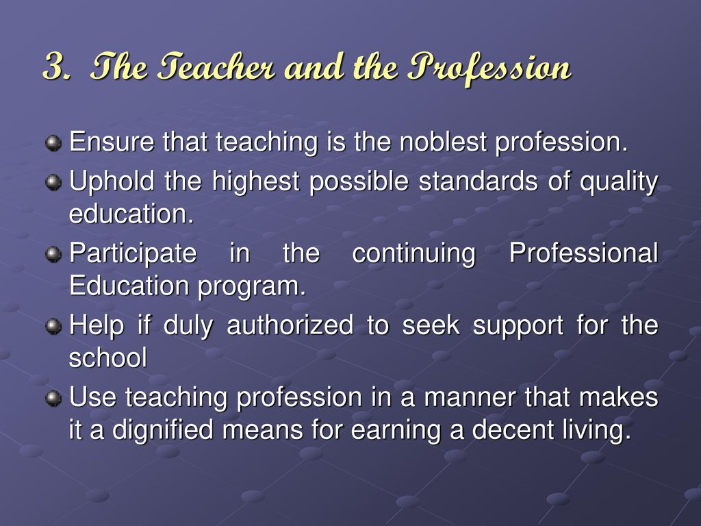 3. The Teacher and the Profession
