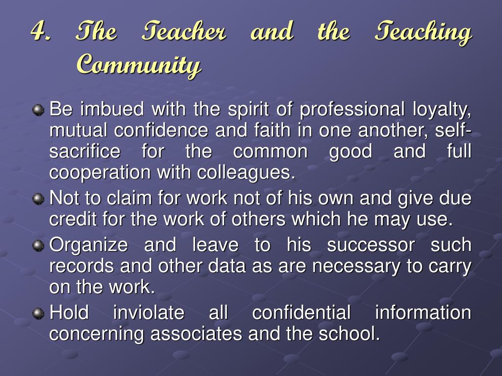 4. The Teacher and the Teaching Community