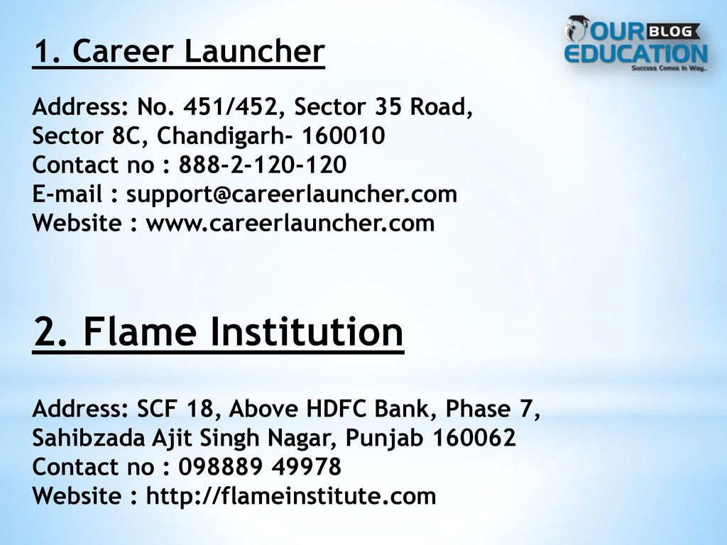 2. Flame Institution 1. Career Launcher