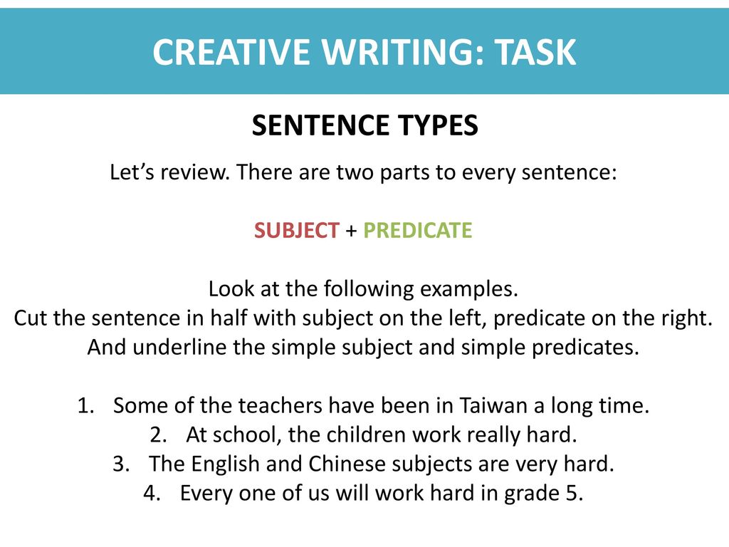 CREATIVE WRITING: TASK - ppt download