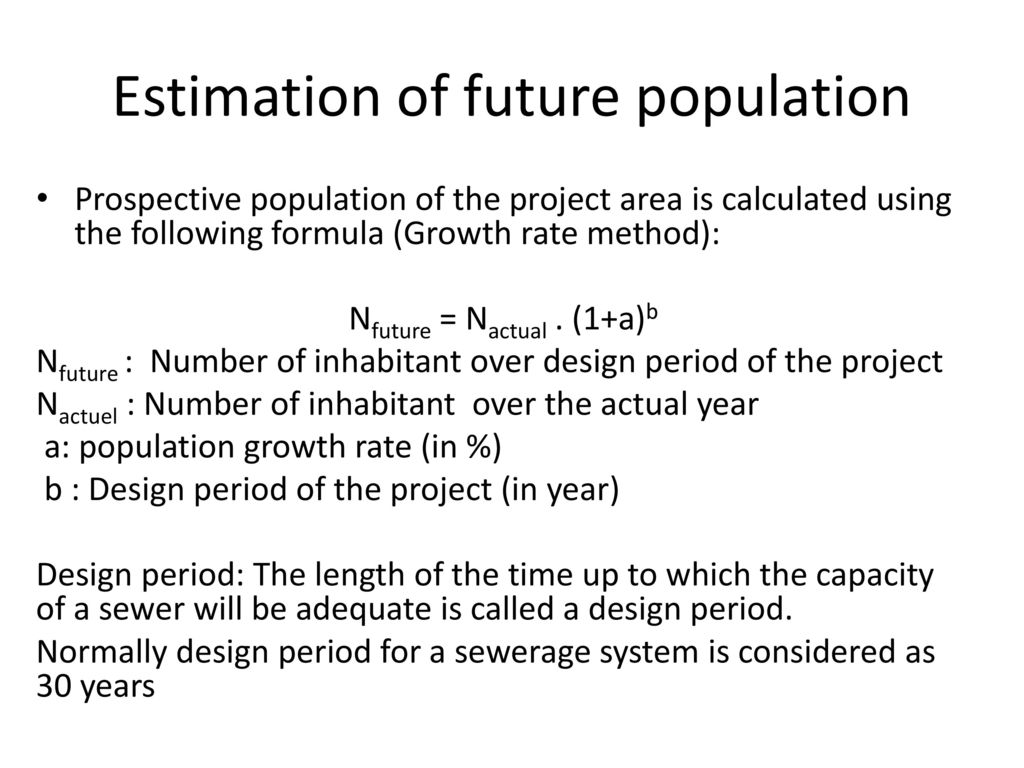 Estimation of future population