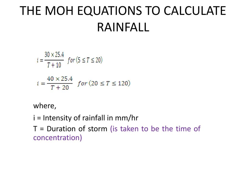 THE MOH EQUATIONS TO CALCULATE RAINFALL