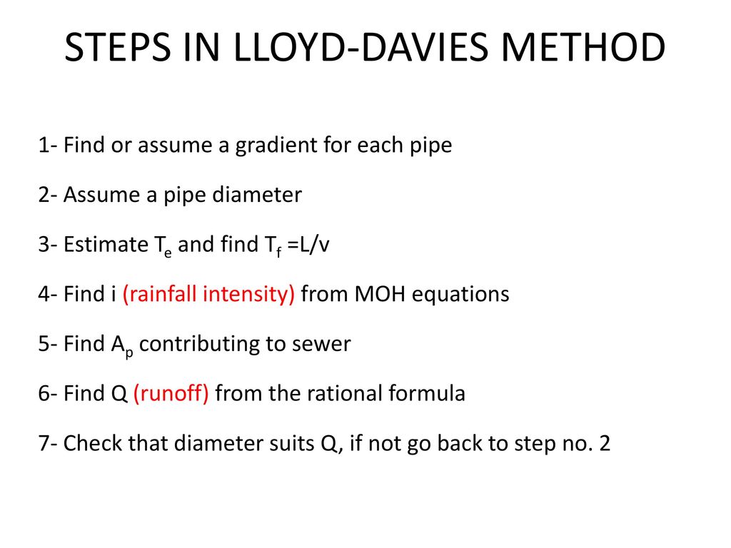 STEPS IN LLOYD-DAVIES METHOD
