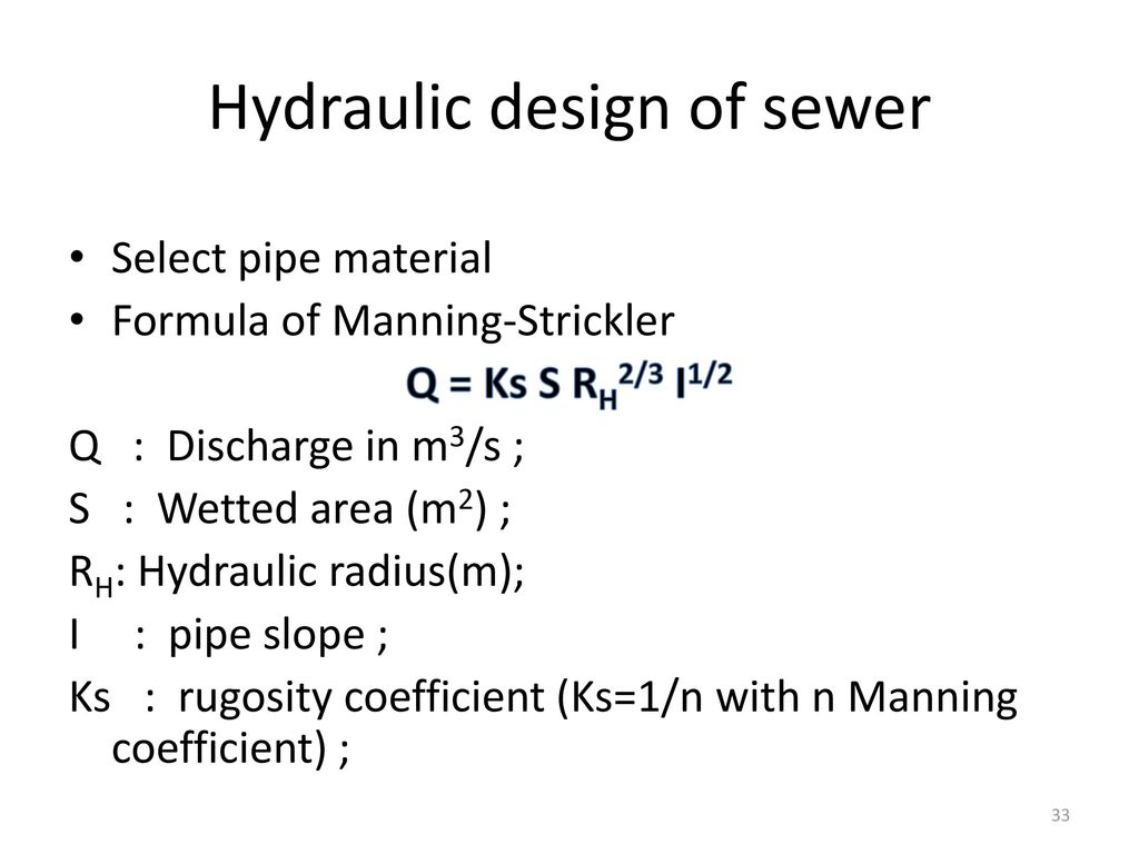 Hydraulic design of sewer