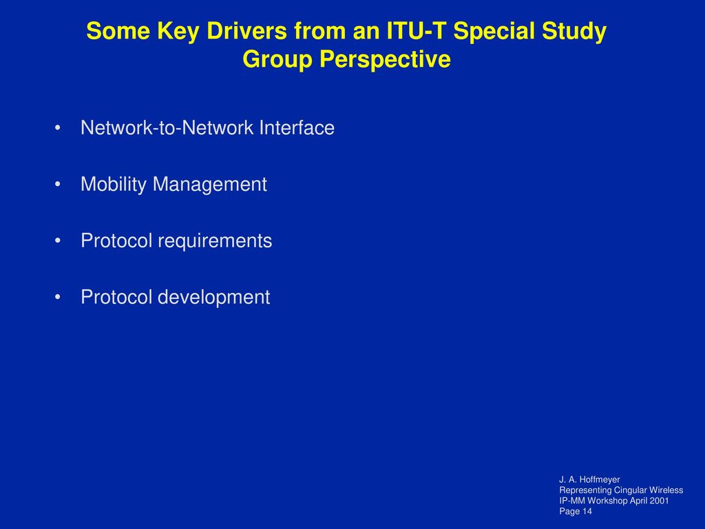 Some Key Drivers from an ITU-T Special Study Group Perspective