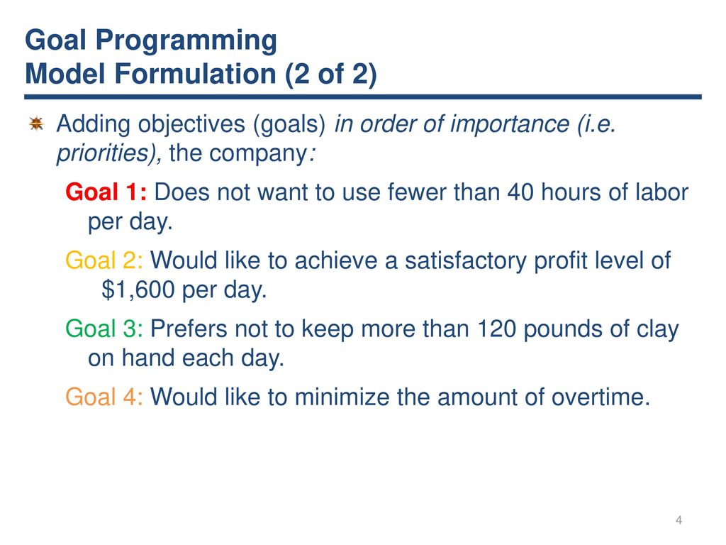 Goal Programming Model