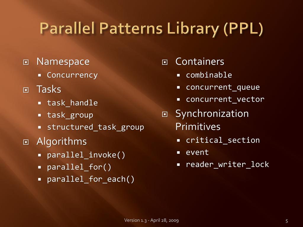 Parallel Patterns Library (PPL)