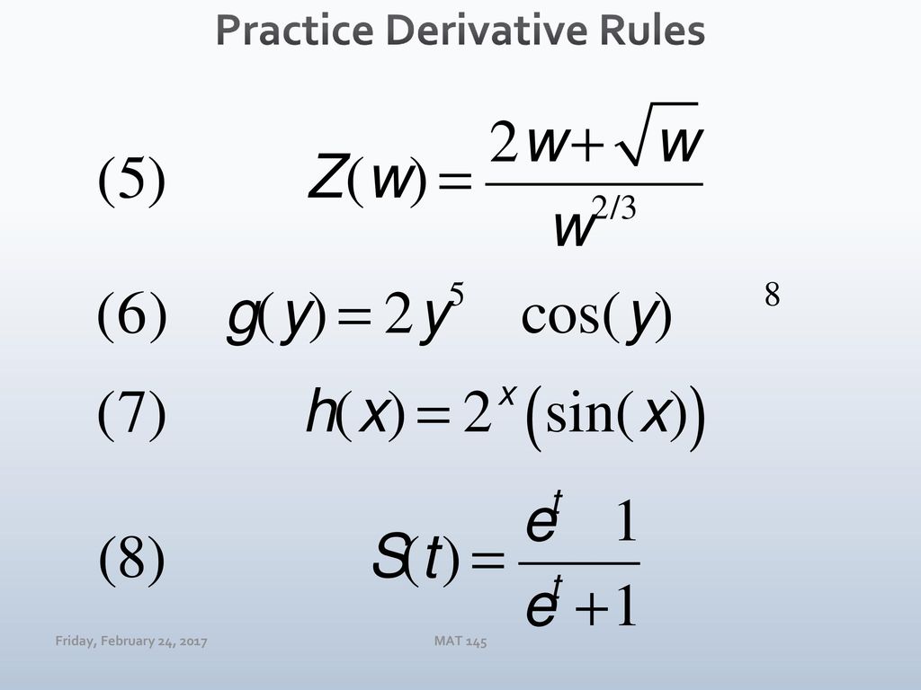 Practice Derivative Rules