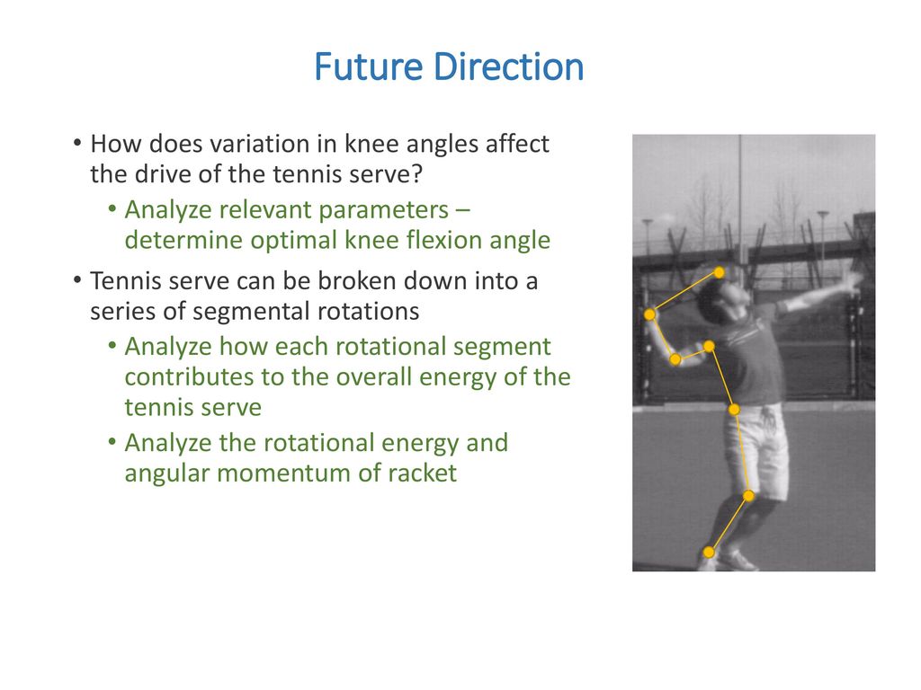 Future Direction How does variation in knee angles affect the drive of the tennis serve
