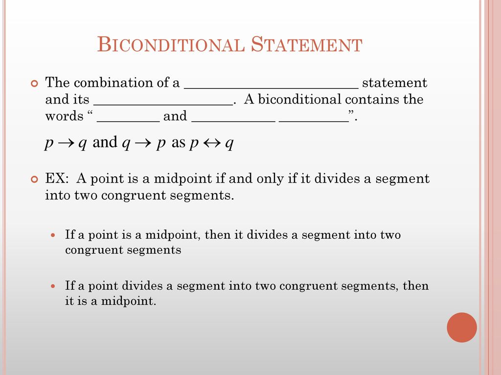 Biconditionals and definitions - ppt download