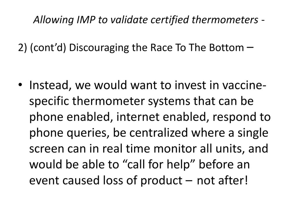 Allowing IMP to validate certified thermometers -