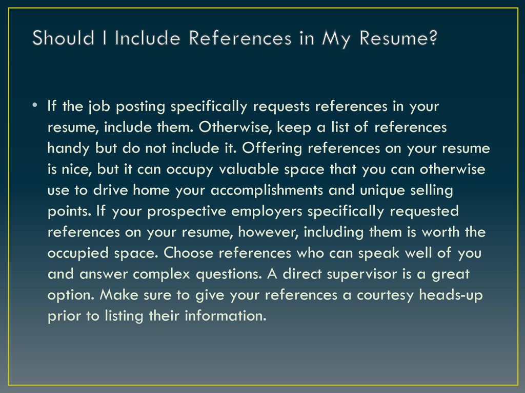 resume and cover letter review ppt download should i include references on a resume