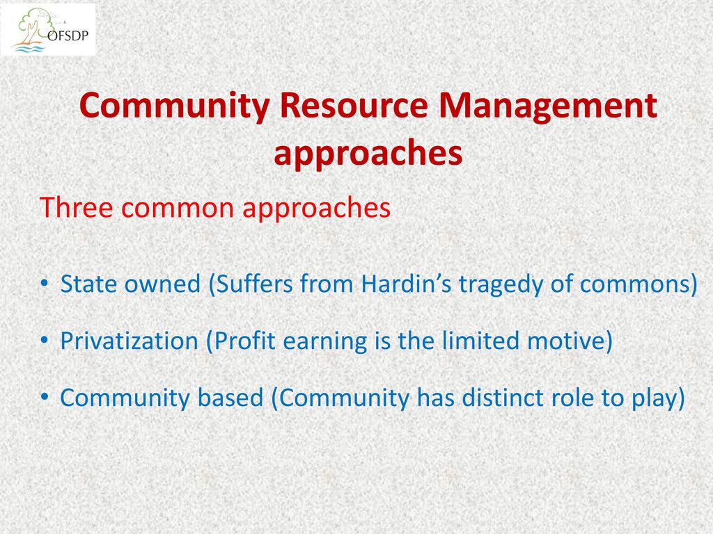 Community Resource Management approaches