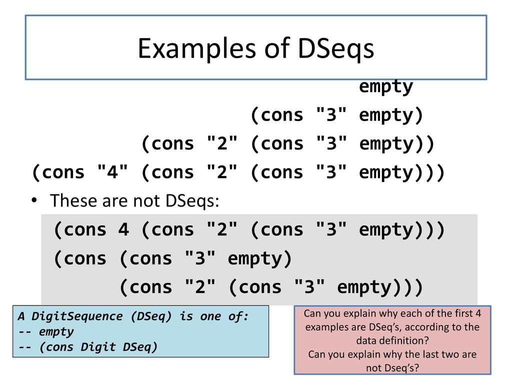 Can you explain why the last two are not Dseq’s