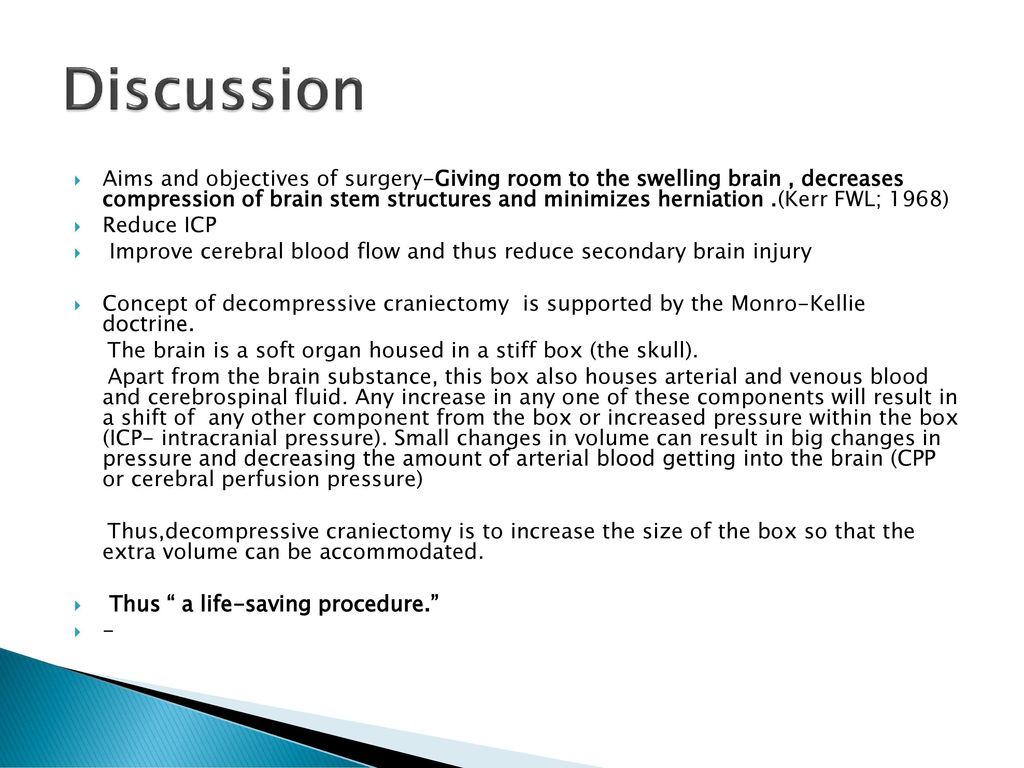 Technical considerations of decompressive craniectomy ppt download