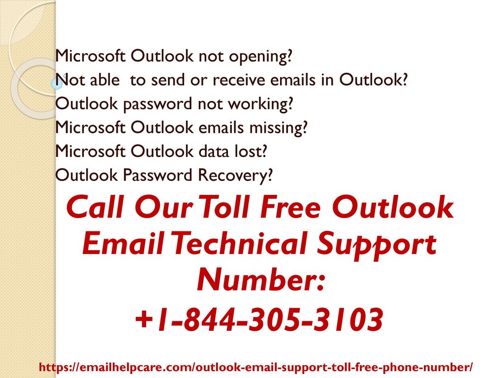 Call Our Toll Free Outlook  Technical Support Number: