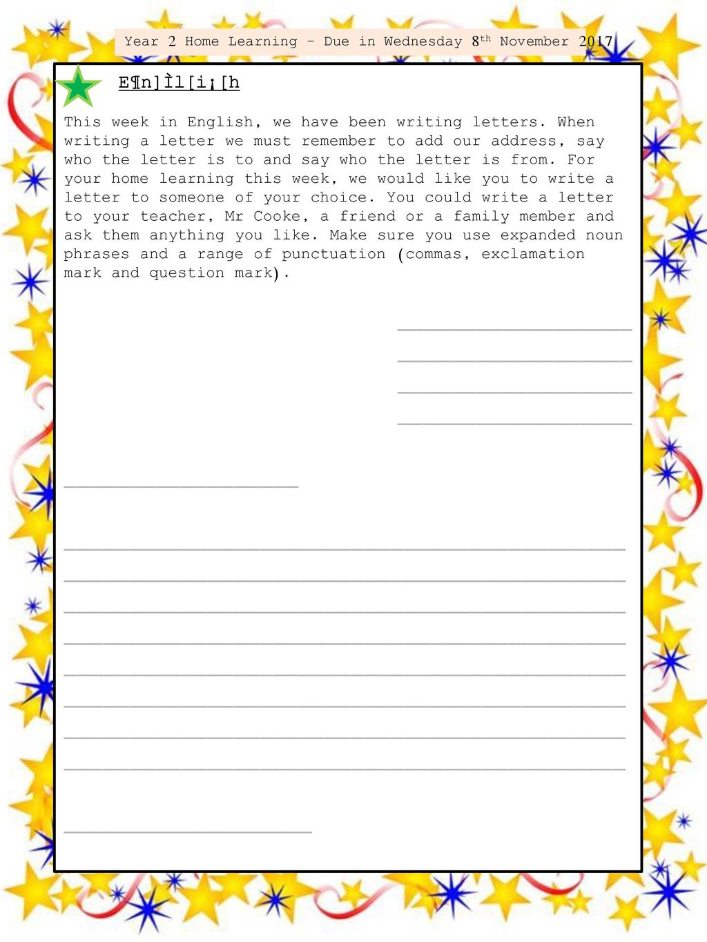 Year 2 Home Learning Due In Wednesday 8th November Ppt Download