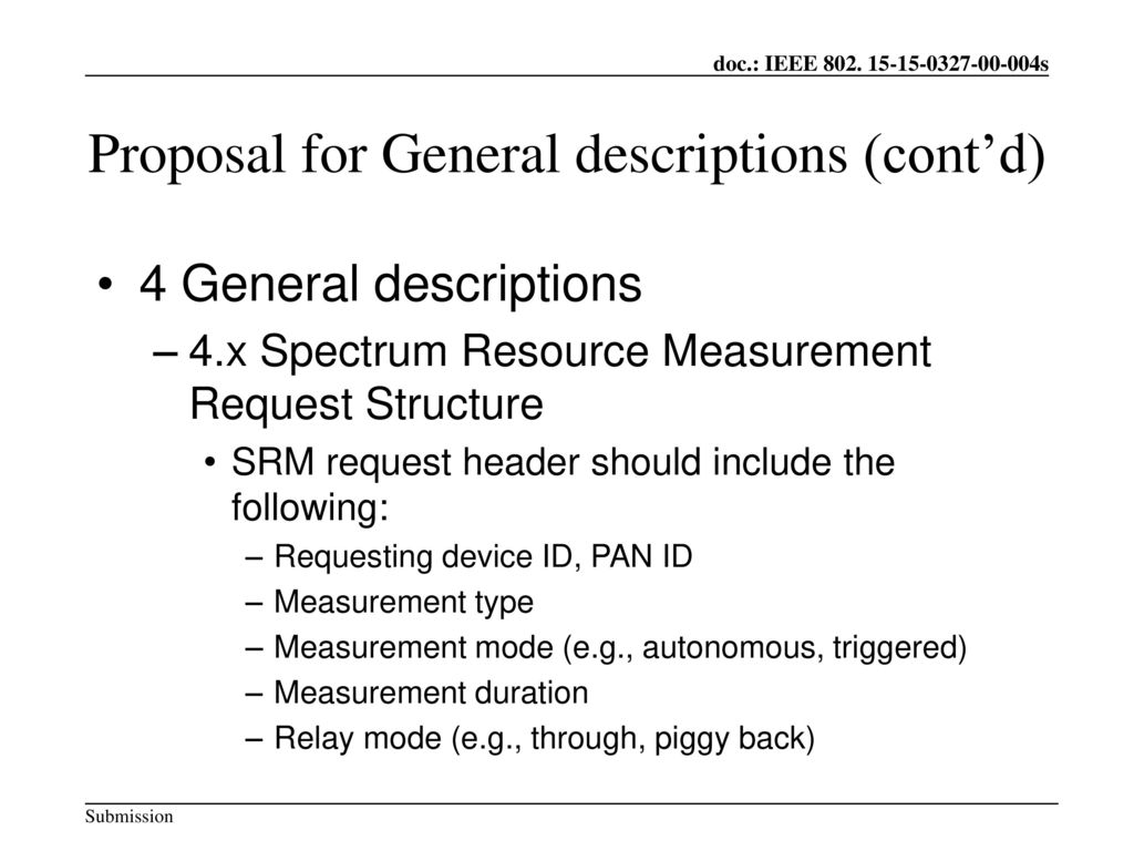 Proposal for General descriptions (cont’d)