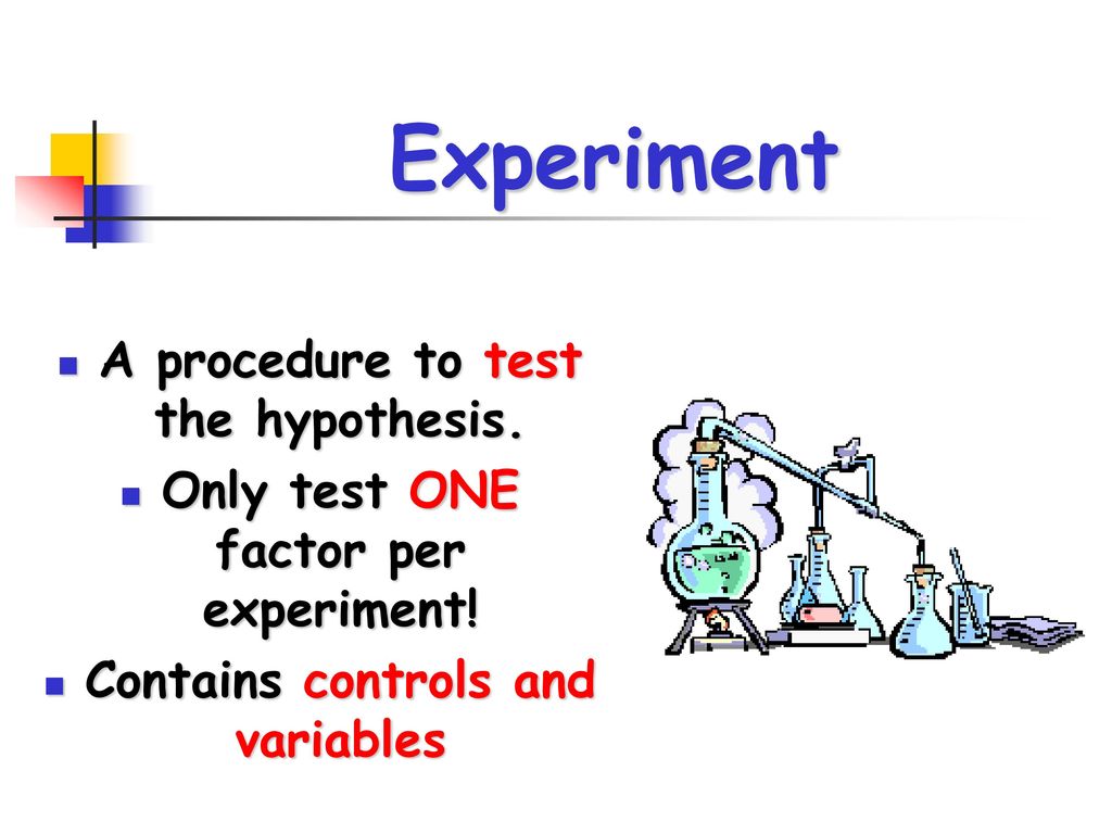 Experiment A procedure to test the hypothesis.