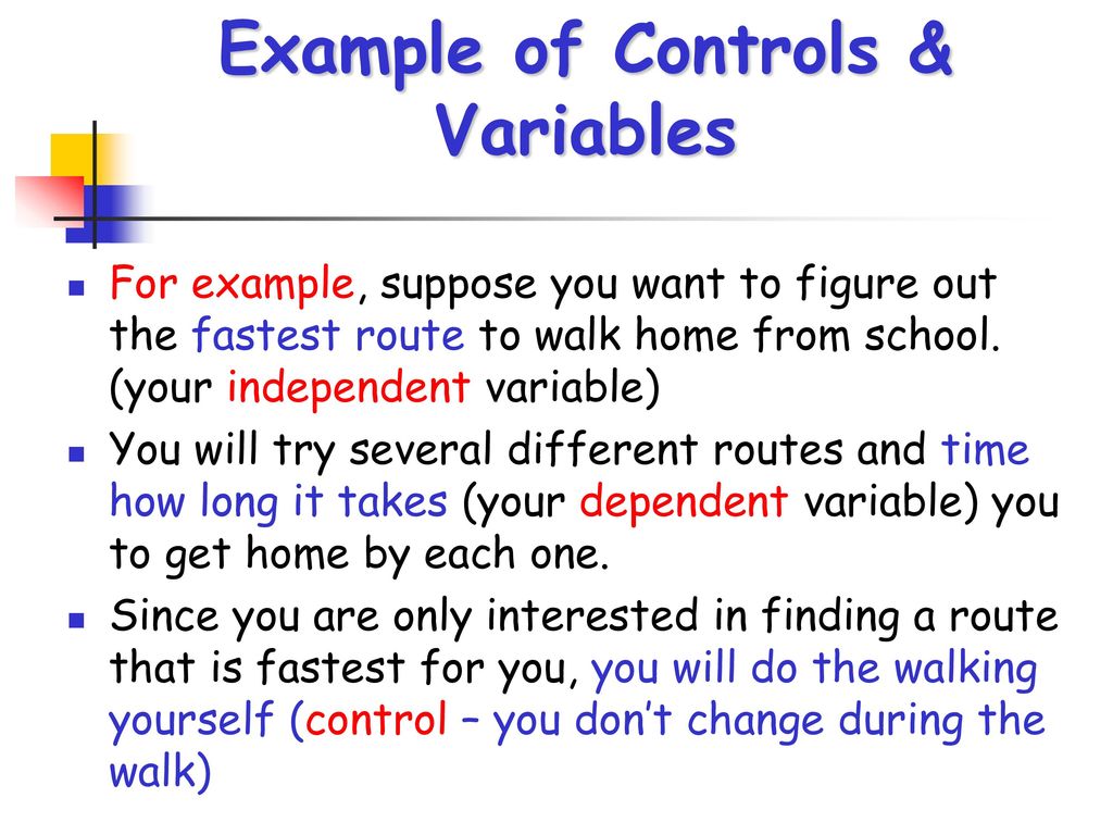 Example of Controls & Variables