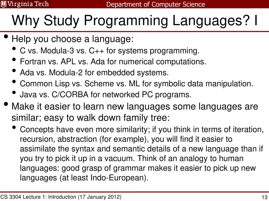 CS 3304 Comparative Languages - ppt download