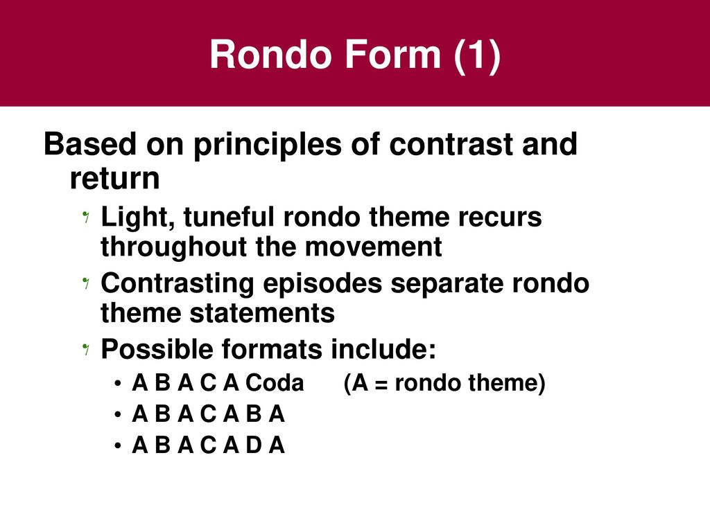 Chapter 12: The Symphony Rondo Form. - ppt download
