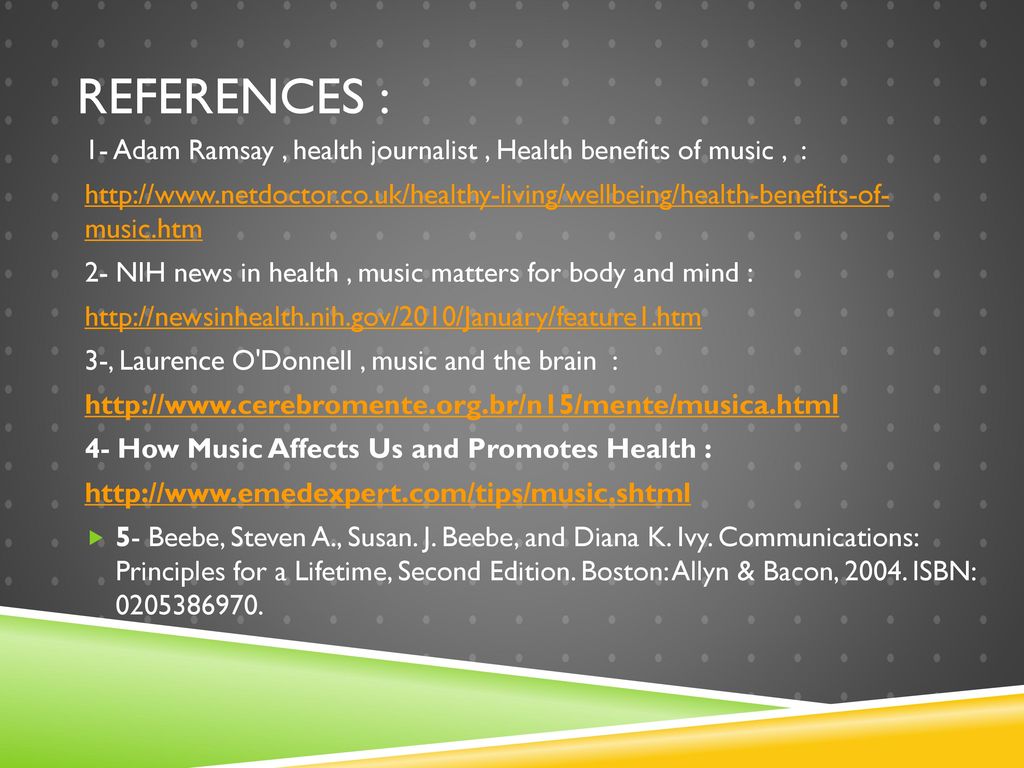 how music affects us and promotes health