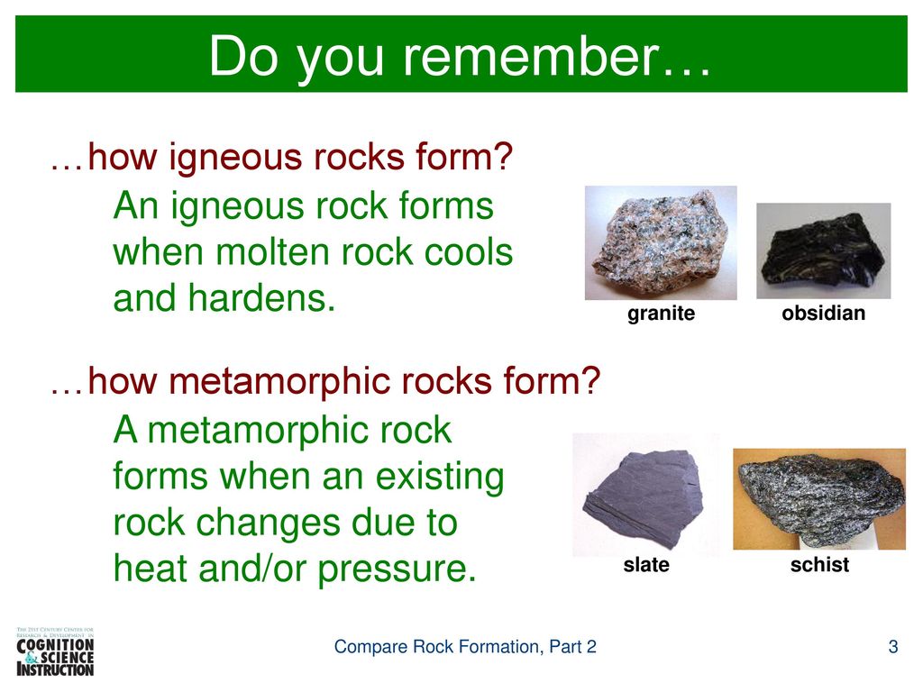 Compare Rock Formation, Part 2