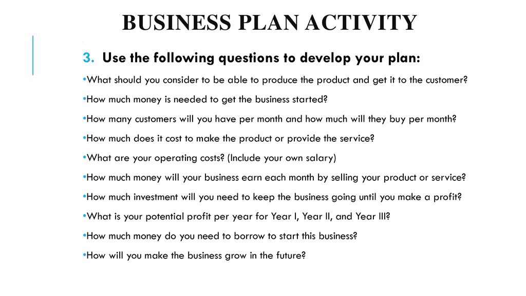 business plan activity meaning