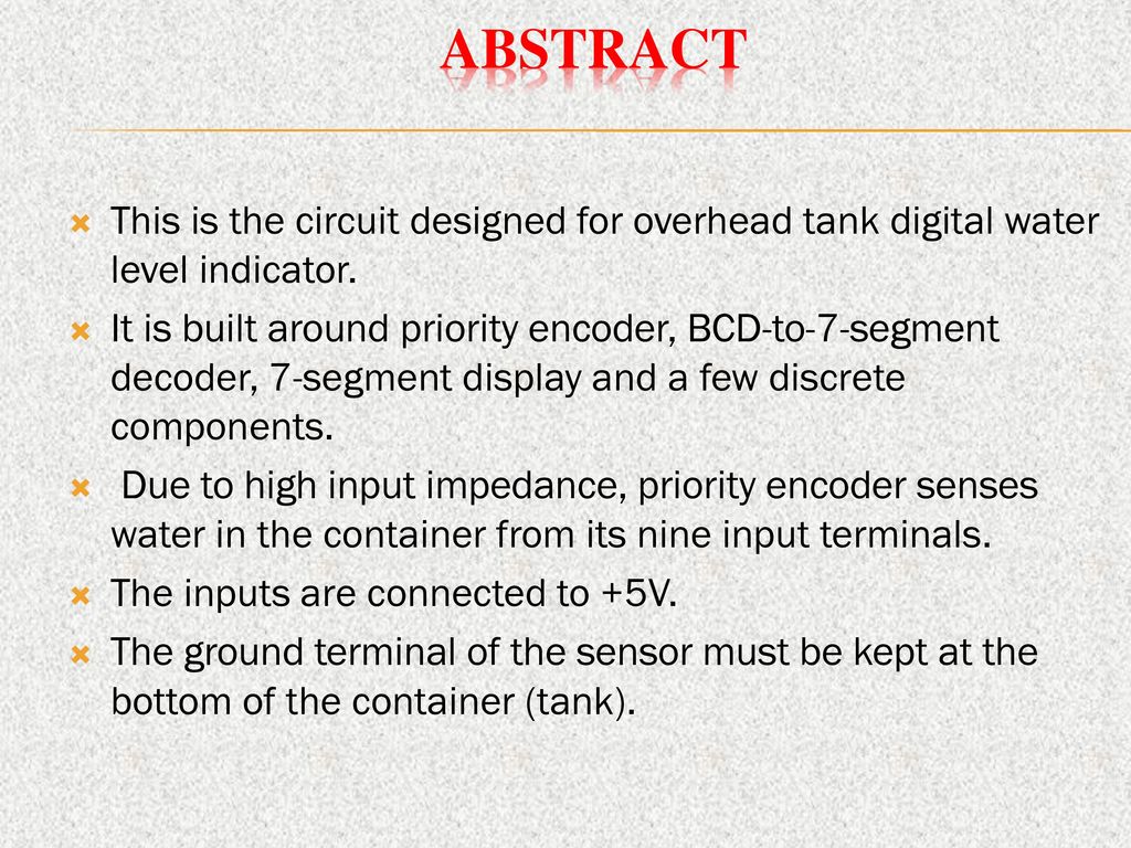 9 Level Overhead Water Tank Ndicator Ppt Download