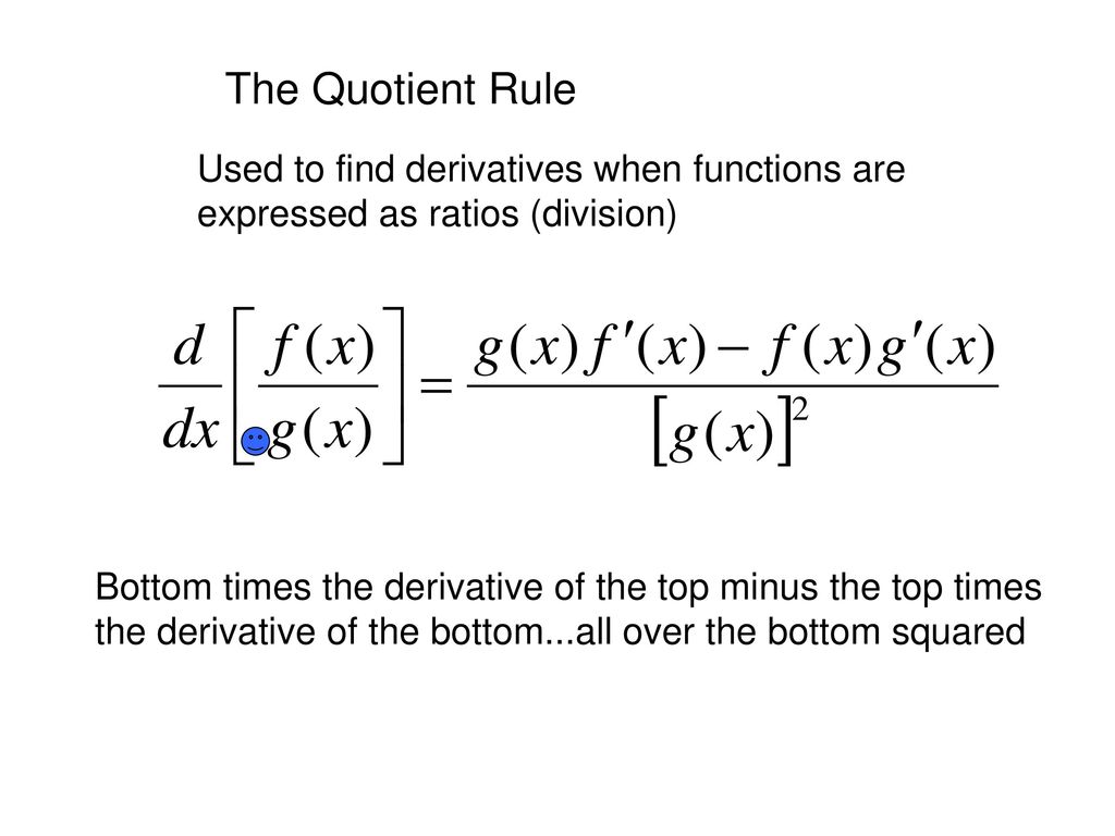 The Quotient Rule Used To Find Derivatives When Functions Are