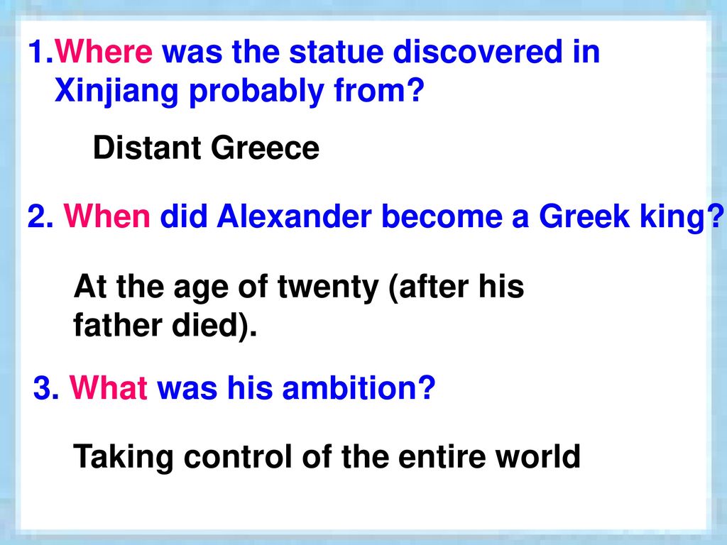 1.Where was the statue discovered in
