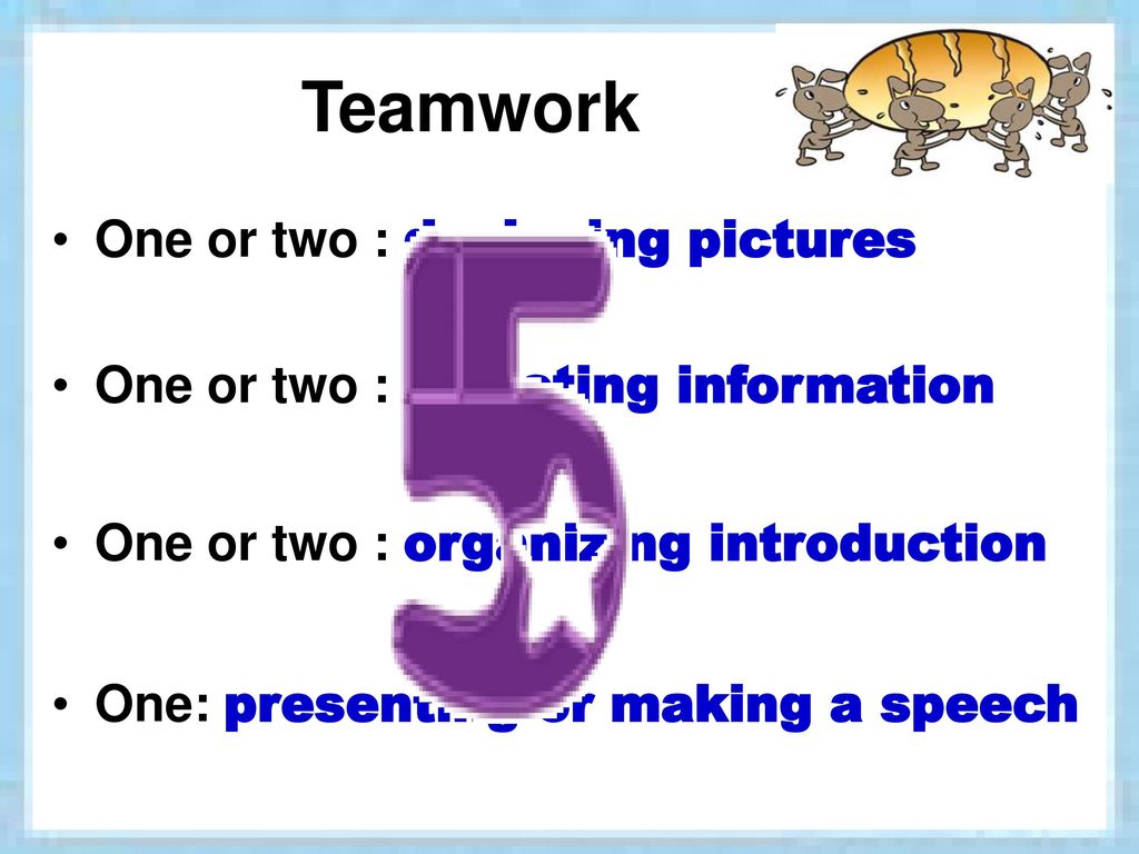 Teamwork One or two : designing pictures