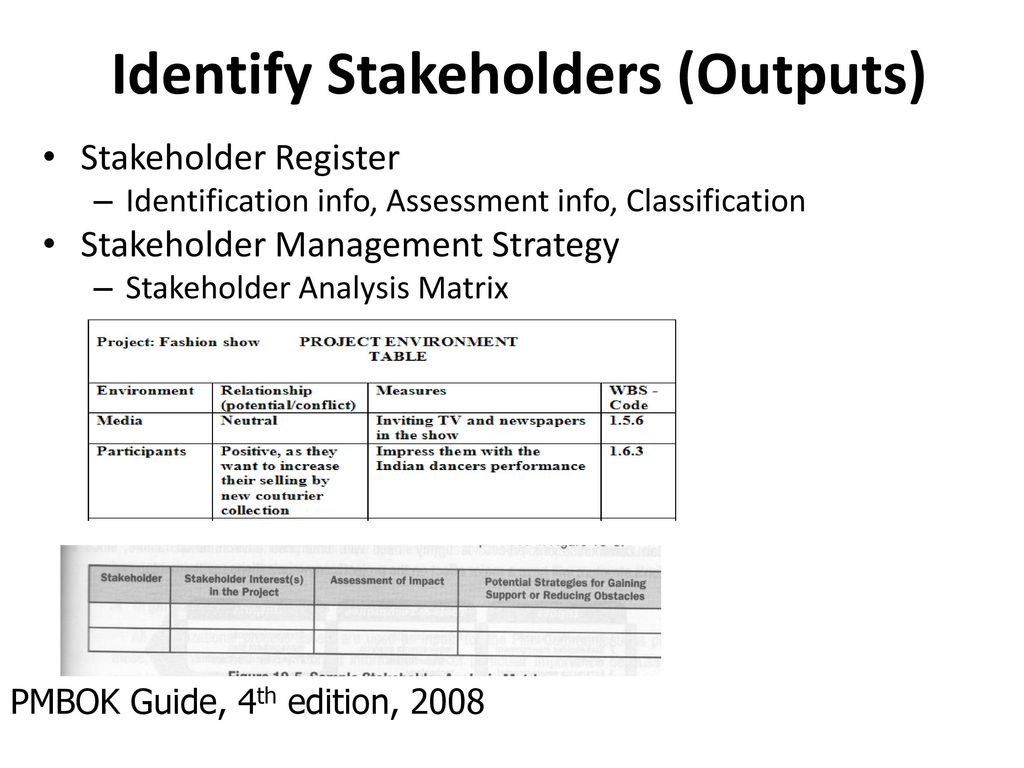 Identify Stakeholders (Outputs)
