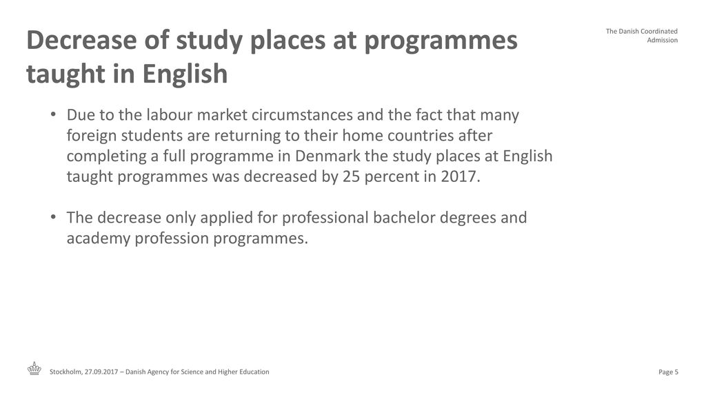 Decrease of study places at programmes taught in English