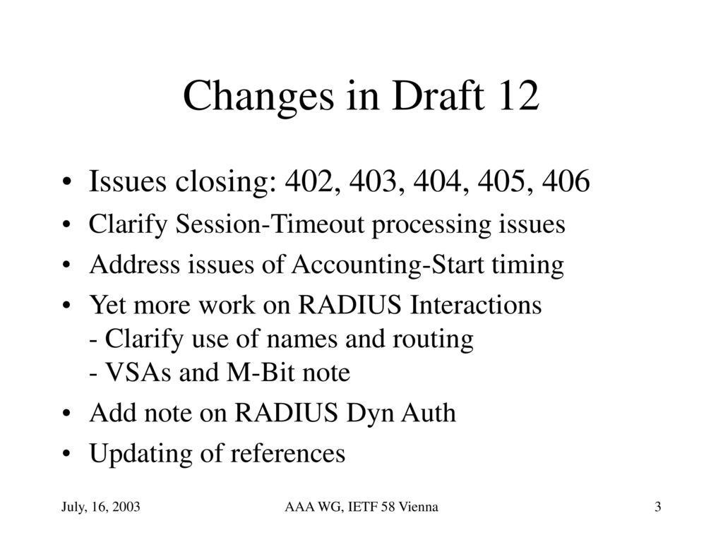 Changes in Draft 12 Issues closing: 402, 403, 404, 405, 406