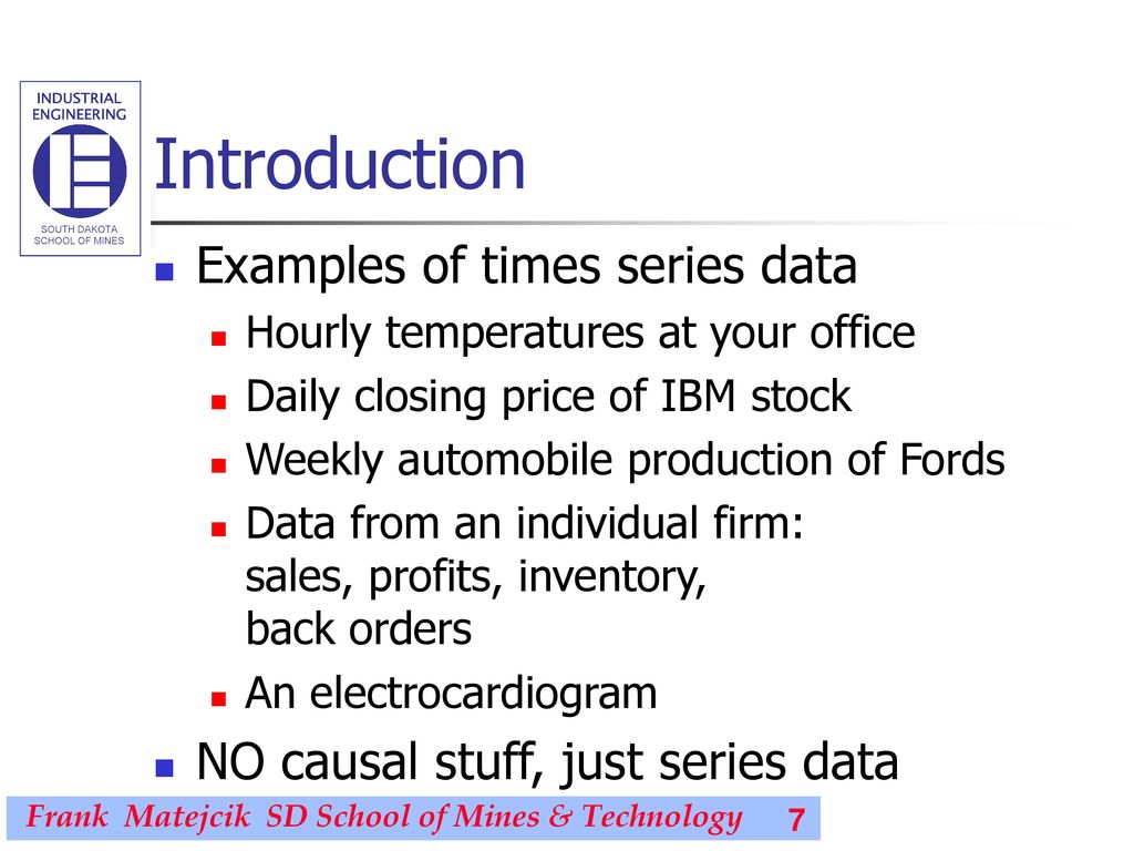 Introduction Examples of times series data