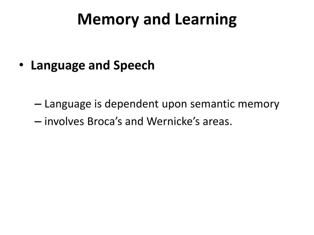 Memory and Learning Language and Speech