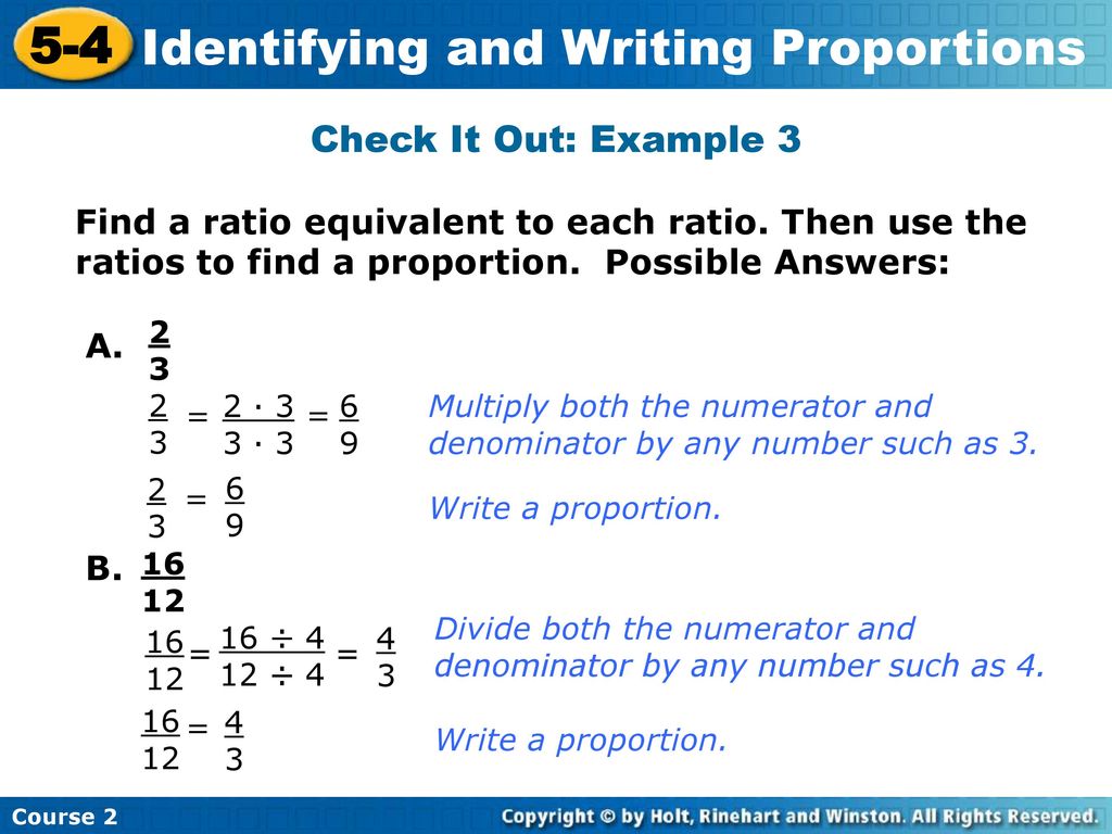 27-27 Identifying and Writing Proportions Warm Up Problem of the Day
