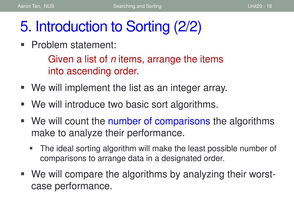 5. Introduction to Sorting (2/2)