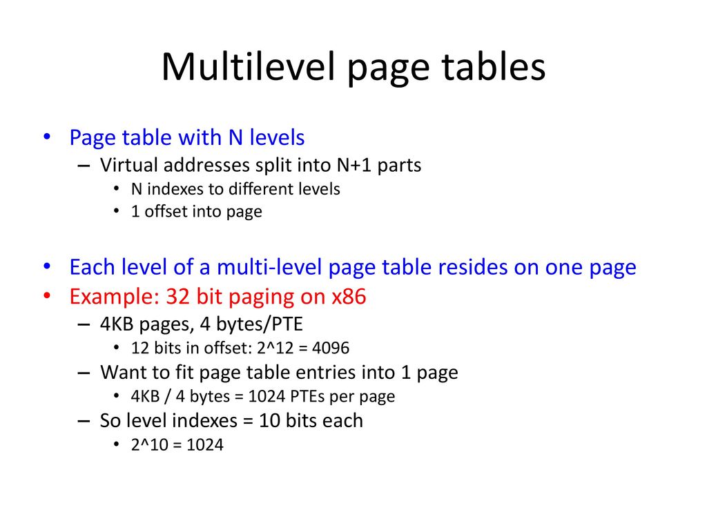 Multilevel page tables