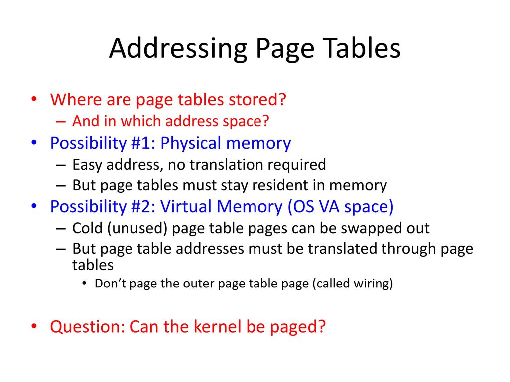 Addressing Page Tables