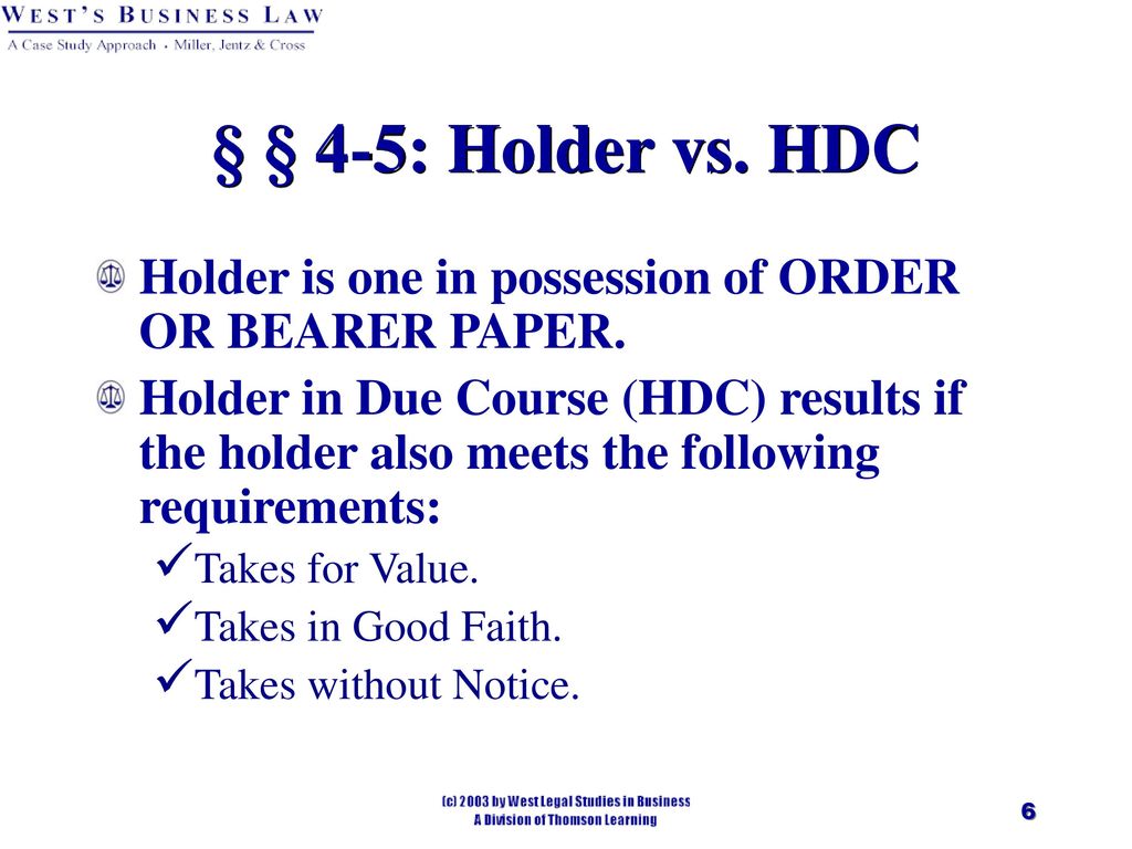 holder in due course cases
