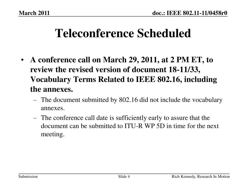 Teleconference Scheduled