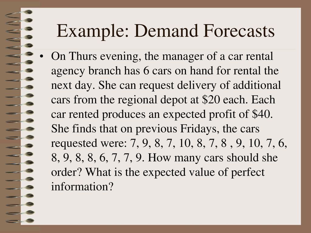 Example: Demand Forecasts