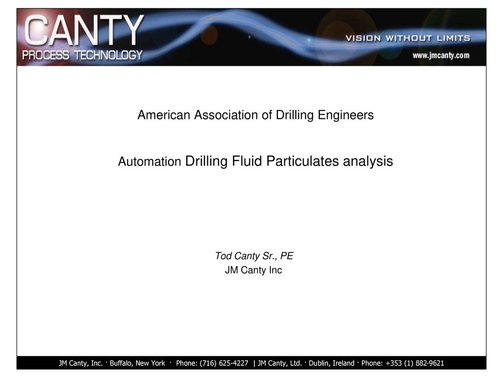 American Association of Drilling Engineers Automation Drilling Fluid Particulates analysis